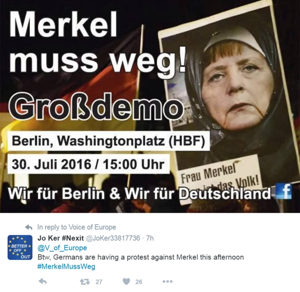 Merkel must go - protests Twitter